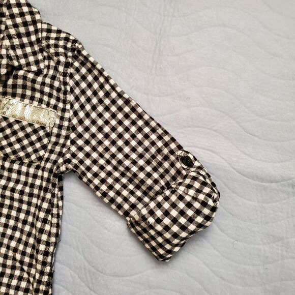 Route 66 Kids Girls Black White Gingham Plaid Flannel Long Sleeve Shirt S (6-6X) - Picture 5 of 10